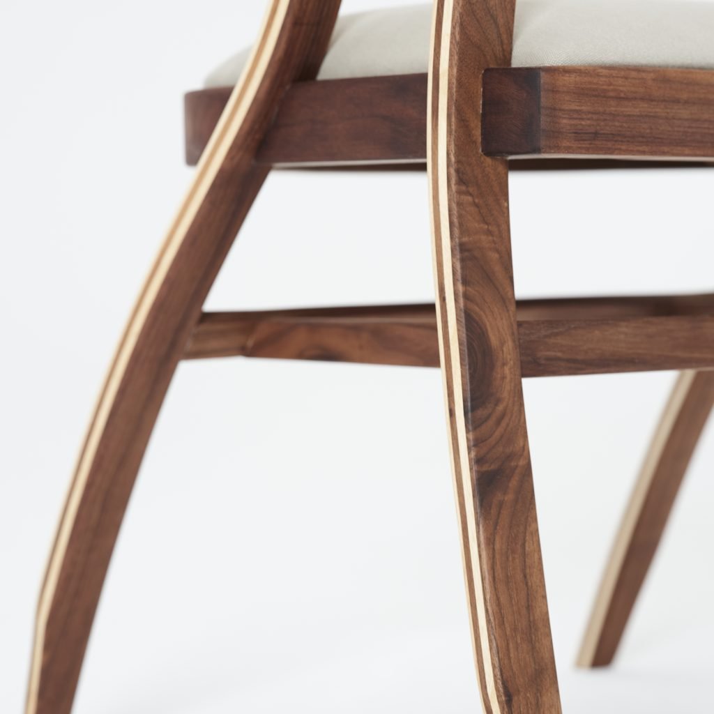 Steam-bent leg joint of the Marino Rocker
