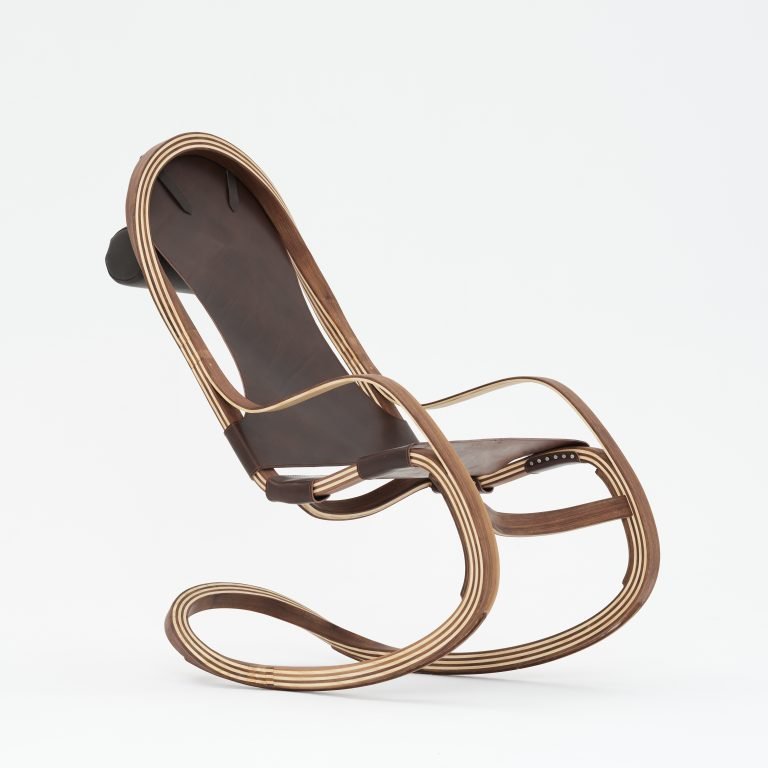 Marino Rocker, a steam-bent solid wood rocking chair by MarinoMaza