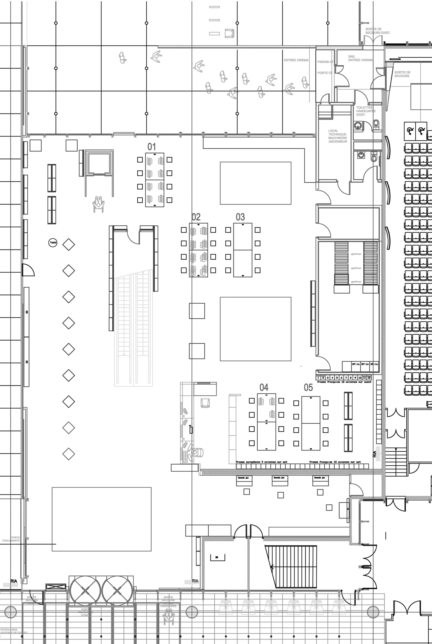 Plan d'étage niveau 1 de la bibliothèque BPI au Centre Pompidou.